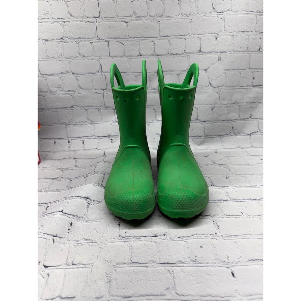 Kids Crocs Handle It Rain Boots Green with Pull Handles Size 13 - Picture 3 of 4